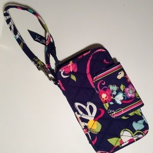 Navy floral Vera Bradley wallet and phone holder